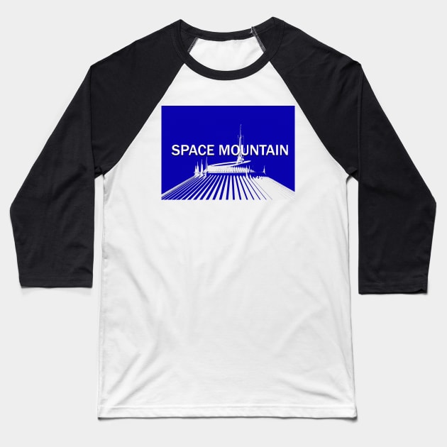 Space Mountain blue and white design Baseball T-Shirt by dltphoto